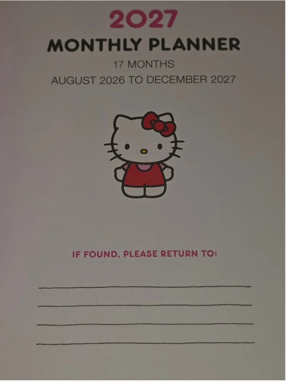 NB-2485 Sanrio Hello Kitty 2027 17-Month Planner Flex Cover 7.5x10